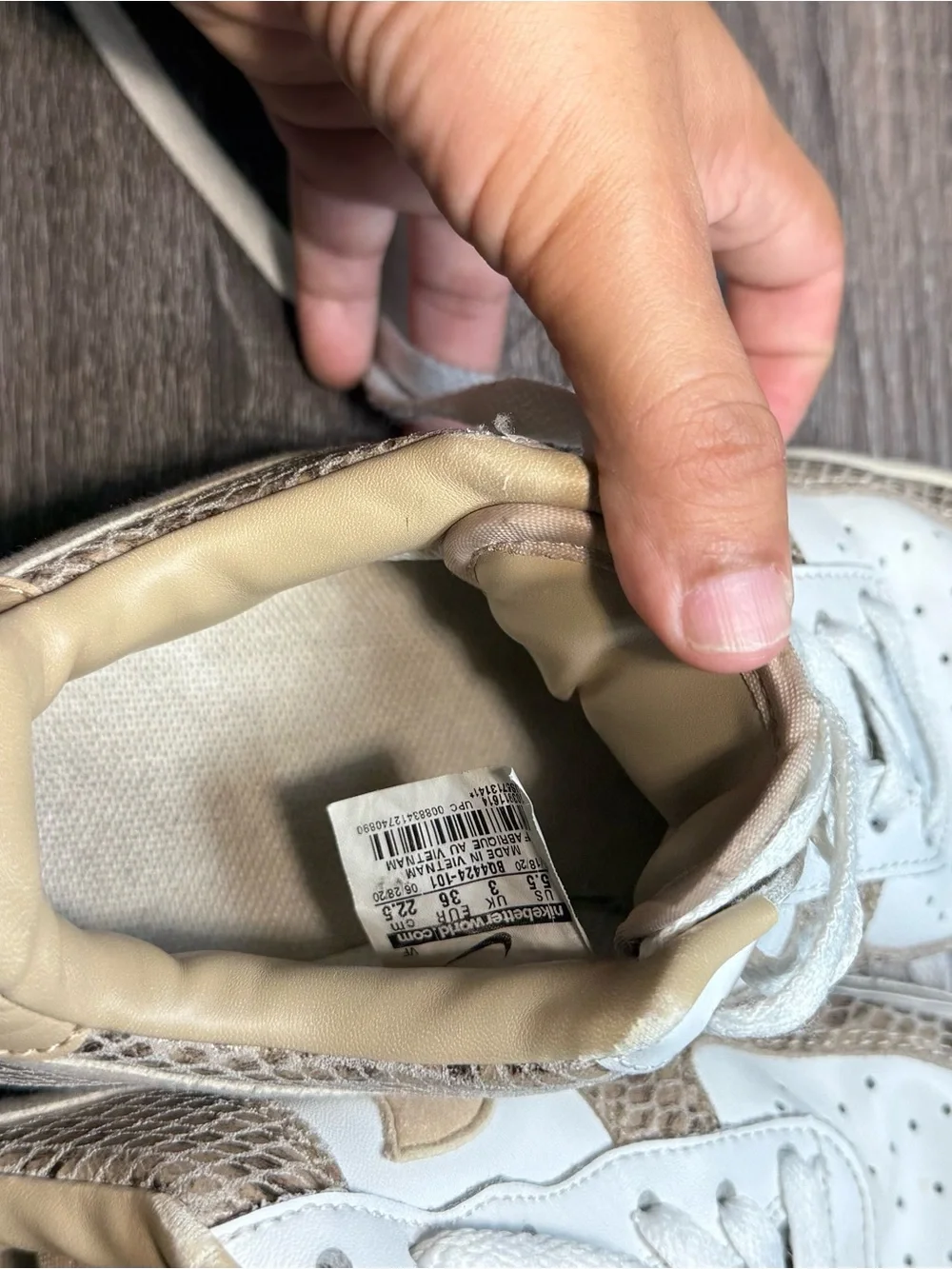 Nike Beige and White Low-Top Sneakers